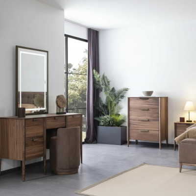 Makeup table set console mirror material wood bedroom furniture design stool