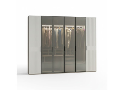 Loft wardrobe luxury bedroom wooden wardrobe glass cabinet furniture design