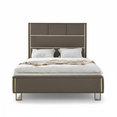 Taupe upholstered beds double bed wood bedroom furniture hotel upholstery 180x200