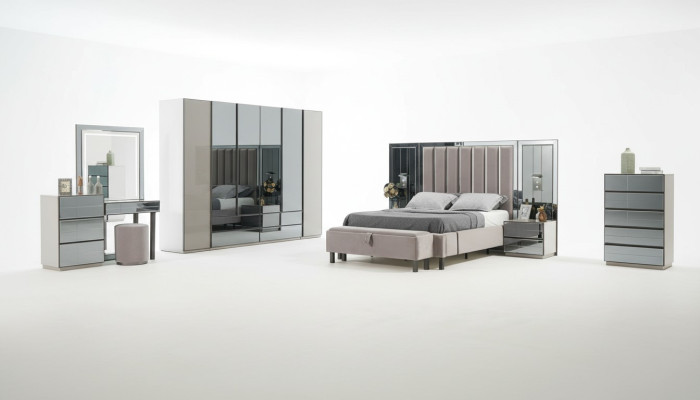 Luxury Bedroom 8-piece Set Complete Room Furniture Bed Nightstand Cabinet New