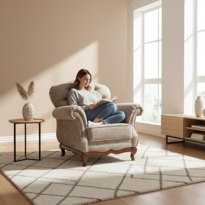 Chesterfield single-seater sofa armchair couch upholstered furniture textile fabric