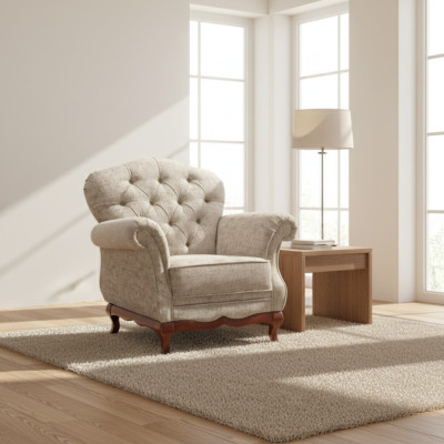 Chesterfield single-seater sofa armchair couch upholstered furniture textile fabric