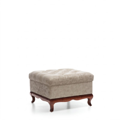 Chesterfield Designer Ottoman Footstool Textile Beige Upholstered Bench Fabric