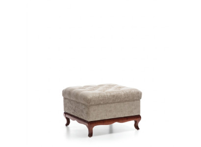 Chesterfield Designer Ottoman Footstool Textile Beige Upholstered Bench Fabric