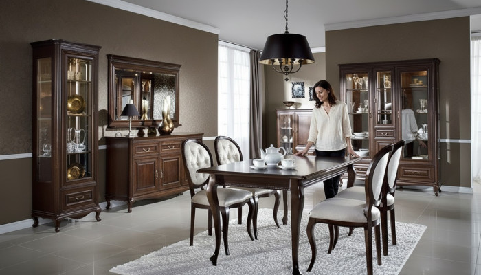 9-piece dining room set suite table dresser mirror display cabinet cupboard