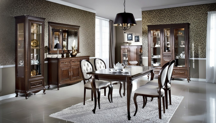 9-piece dining room set suite table dresser mirror display cabinet cupboard