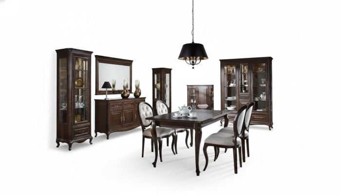 9-piece dining room set suite table dresser mirror display cabinet cupboard