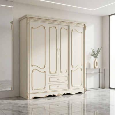 Classic wardrobe furniture wood cabinets bedroom white wood