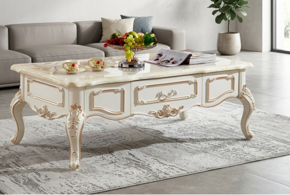 Royal coffee table 130x73 table sofa side table tables white wood