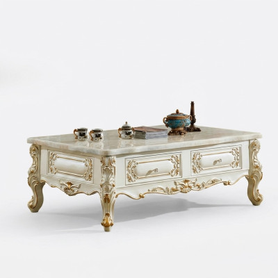 Classic coffee table 150x90 large sofa side table marble imitation