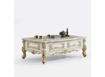 Classic coffee table 150x90 large sofa side table marble imitation