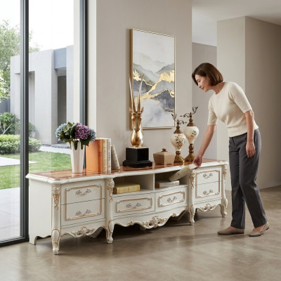 TV stand, RTV lowboard, sideboard, table, living room, brown furniture, television
