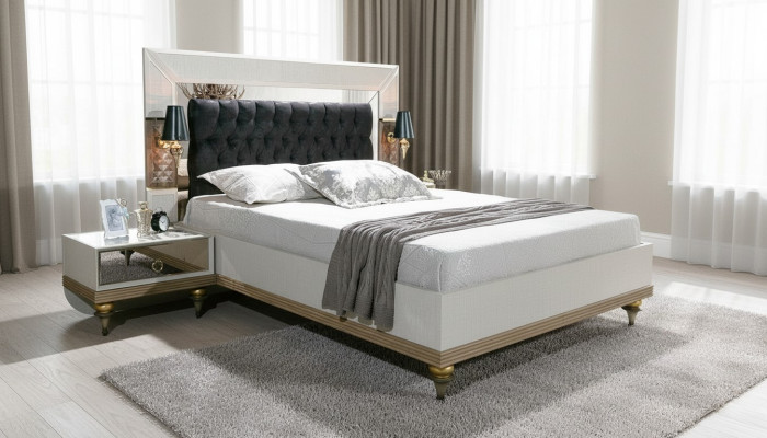 Luxury bed with glass elements double bed bed frame furniture 180x200