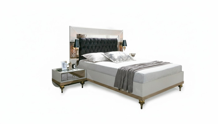 Luxury bed with glass elements double bed bed frame furniture 180x200