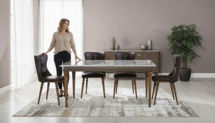 Complete Set Dining Table 4x Chairs Dining Room Set Dining Wood Table 4 Piece Set