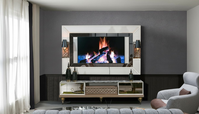 Wall unit set rtv tv stand lowboard table wood luxury xxl cabinet