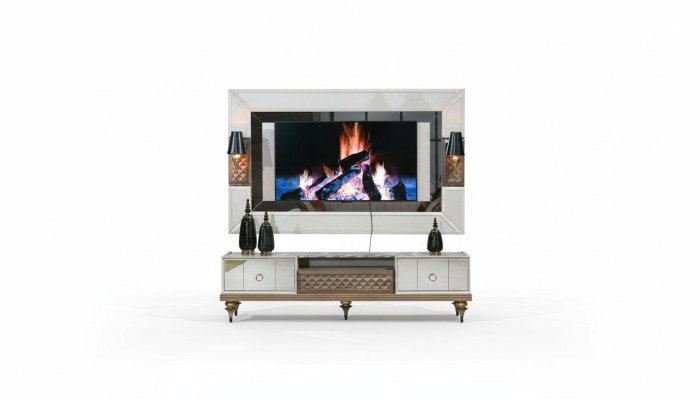 Wall unit set rtv tv stand lowboard table wood luxury xxl cabinet