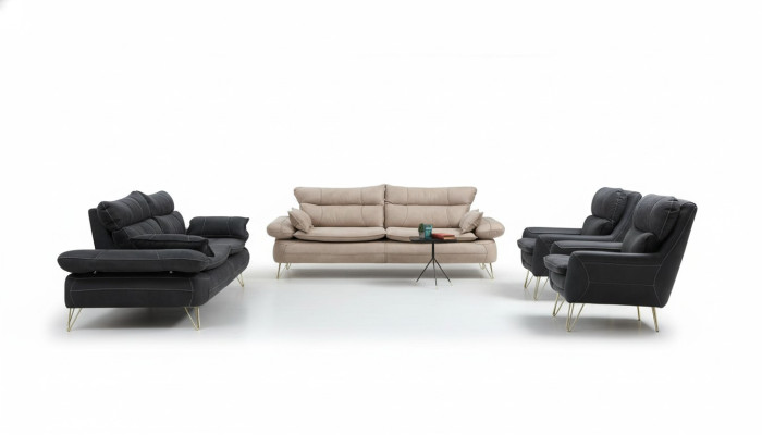 Sofa set 3+3+1+1 seater set black sofa armchair sofas set 4-piece