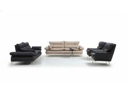 Sofa set 3+3+1+1 seater set black sofa armchair sofas set 4-piece
