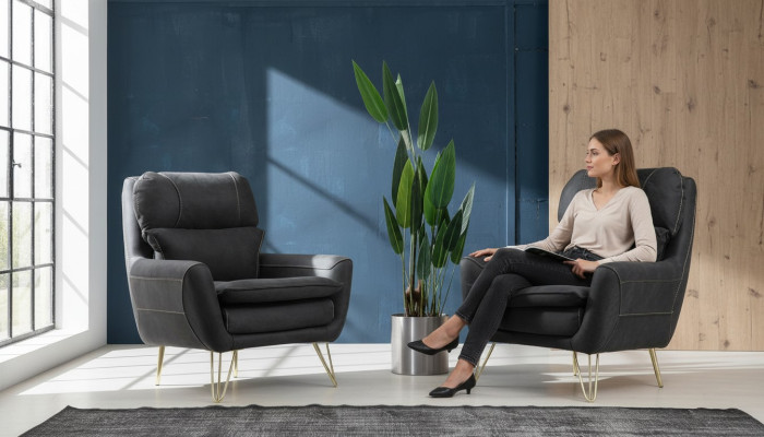 Chair Seat Sitter Design Living Room Upholstery Luxury Black Waiting Room