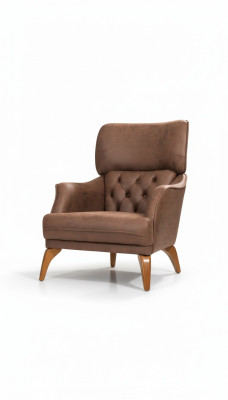 Luxury Single-Seater Armchair Couch Upholstered Furniture Chesterfield Design Sofa Leather