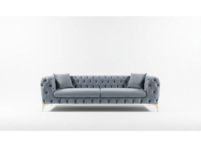 Three-seater sofa luxury Chesterfield 3-seater couches gray sofas velvet new couch