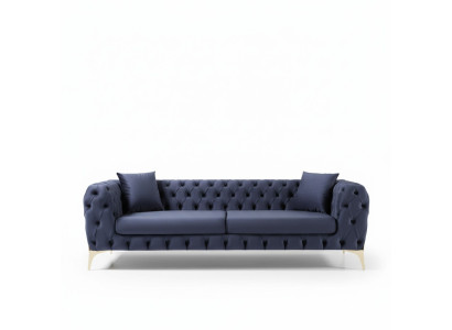 Three-seater Sofa Luxury Chesterfield 3-Seater Couches Blue Sofas Velvet New Couch