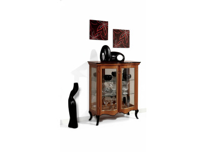 Classic display cabinet glass cupboard wooden living room luxury brown sideboard