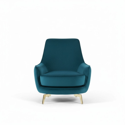 Round armchair design living room upholstery wood upholstery modern luxury blue new