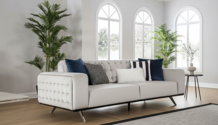 Luxury Living Room Sofa 2-Seater White Couch Chesterfield Couches New