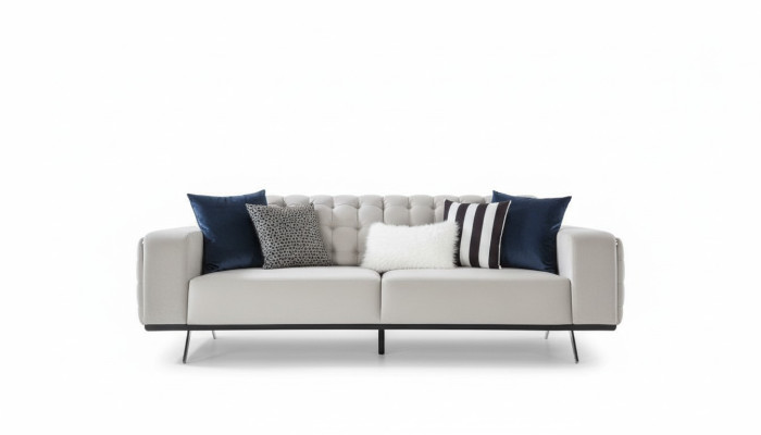 Luxury Living Room Sofa 2-Seater White Couch Chesterfield Couches New