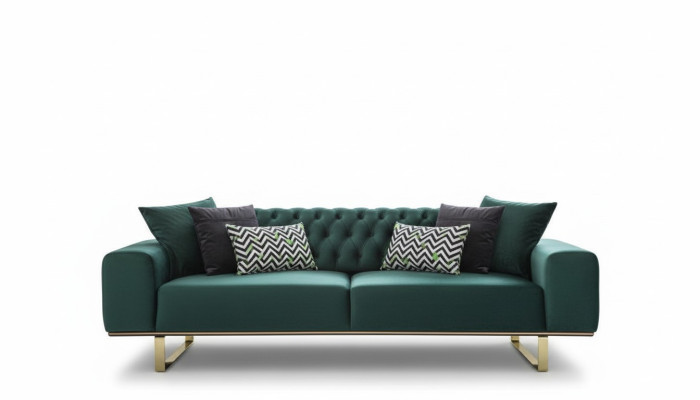 Luxury living room sofa 2-seater green couch Chesterfield couches new