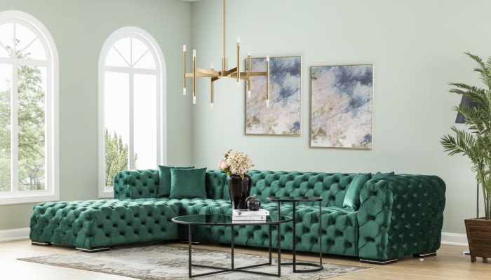Corner sofa L-shape sofa couch design couches upholstery fabric new corner suite green