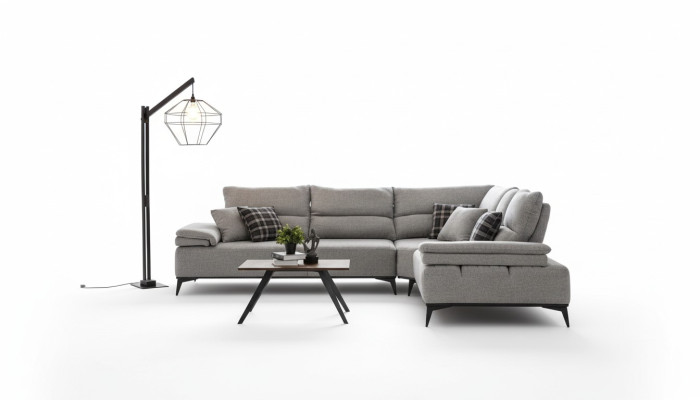Corner sofa L shape sofa couch design couches upholstery textile new corner set grey