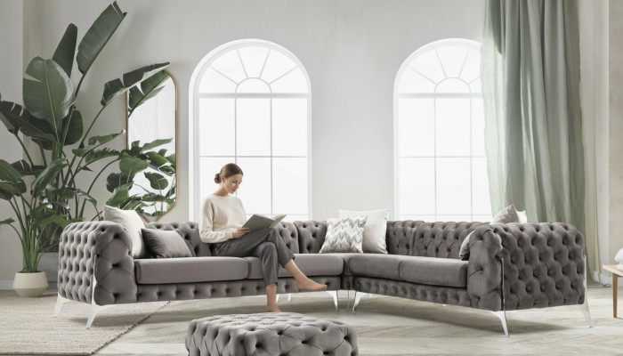Gray Chesterfield Upholstered Sofa Sofa Corner Sofa Set Upholstery Luxury Corner Sofas New