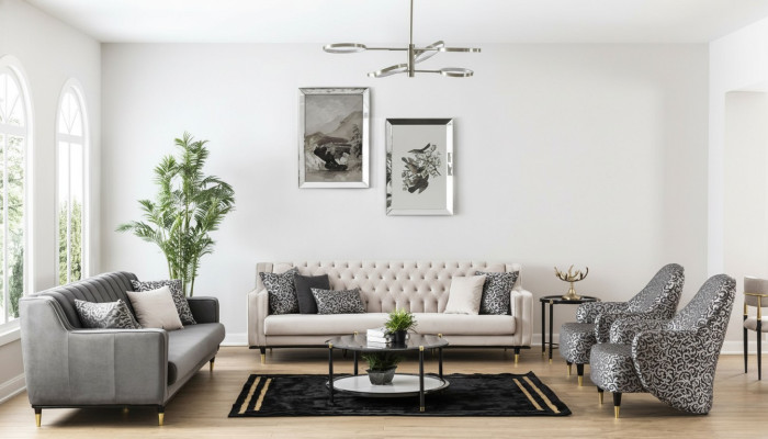 Luxury 5-piece sofa set 3+3+1+1 seaters coffee table sofa armchair