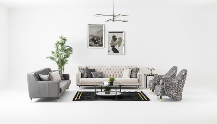 Luxury 5-piece sofa set 3+3+1+1 seaters coffee table sofa armchair
