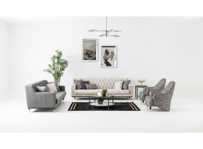 Luxury 5-piece sofa set 3+3+1+1 seaters coffee table sofa armchair