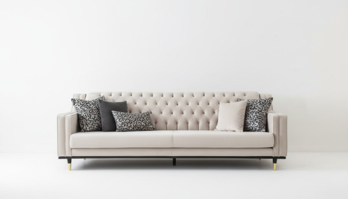 Classic Chesterfield Three-Seater Furniture Sofa Luxury Couches Beige 3 Seat Sofas