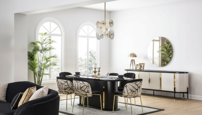 Luxury Dining Room Dining Set 8-piece Set Dining Group Chair Set Furnishings