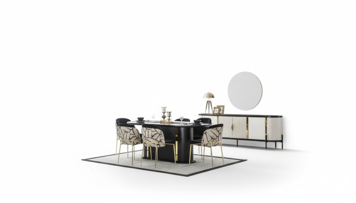 Luxury Dining Room Dining Set 8-piece Set Dining Group Chair Set Furnishings