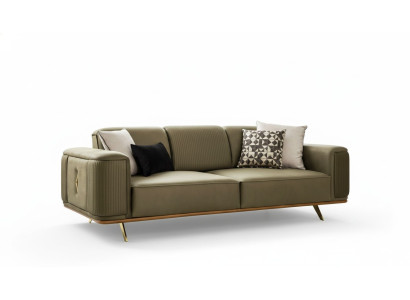 Chesterfield Sofa 4 Seat Living Room Four-Seater Design Black Textile Couches