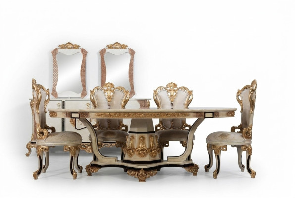 Classic luxury table wood tables baroque rococo antique style dining living room new