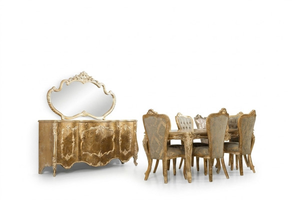 Luxury Dining Room Set Furniture Chair 6x Sideboard Mirror Dining Room Group Complete