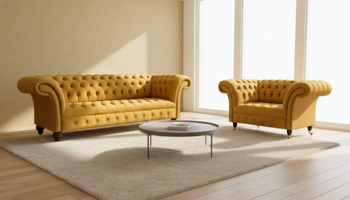 Chesterfield Sofa Set 2+1 Seater Design Upholstery Modern Set
