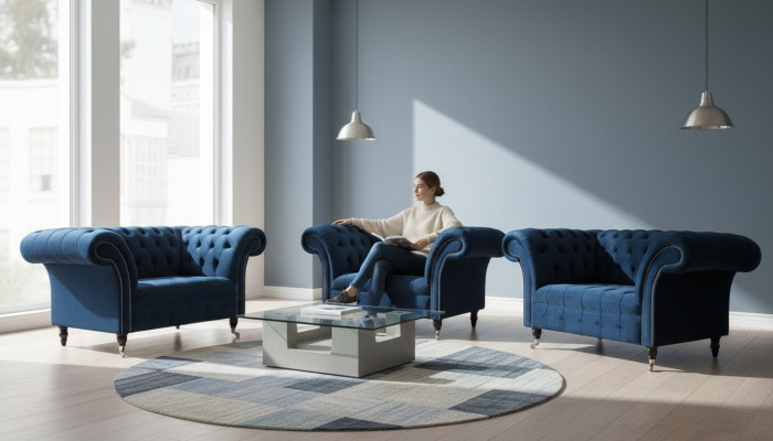 Chesterfield Armchair Furniture Set 2x Single Seater Set Luxury Armchairs Couches 2-piece.