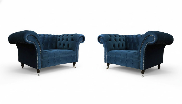 Chesterfield Armchair Furniture Set 2x Single Seater Set Luxury Armchairs Couches 2-piece.