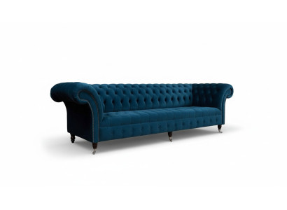Designer Luxury Chesterfield Sofa 4-Seater Couch Upholstered Sofas Furniture Blue