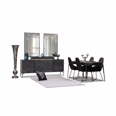 Luxury Dining Room Set Dining Table + 6x Chairs Designer Set Dining Group Suite