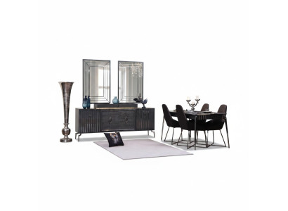Luxury Dining Room Set Dining Table + 6x Chairs Designer Set Dining Group Suite